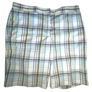 Izod PerformX Bermuda Golf Shorts Womens Multicolor Plaid Stretch